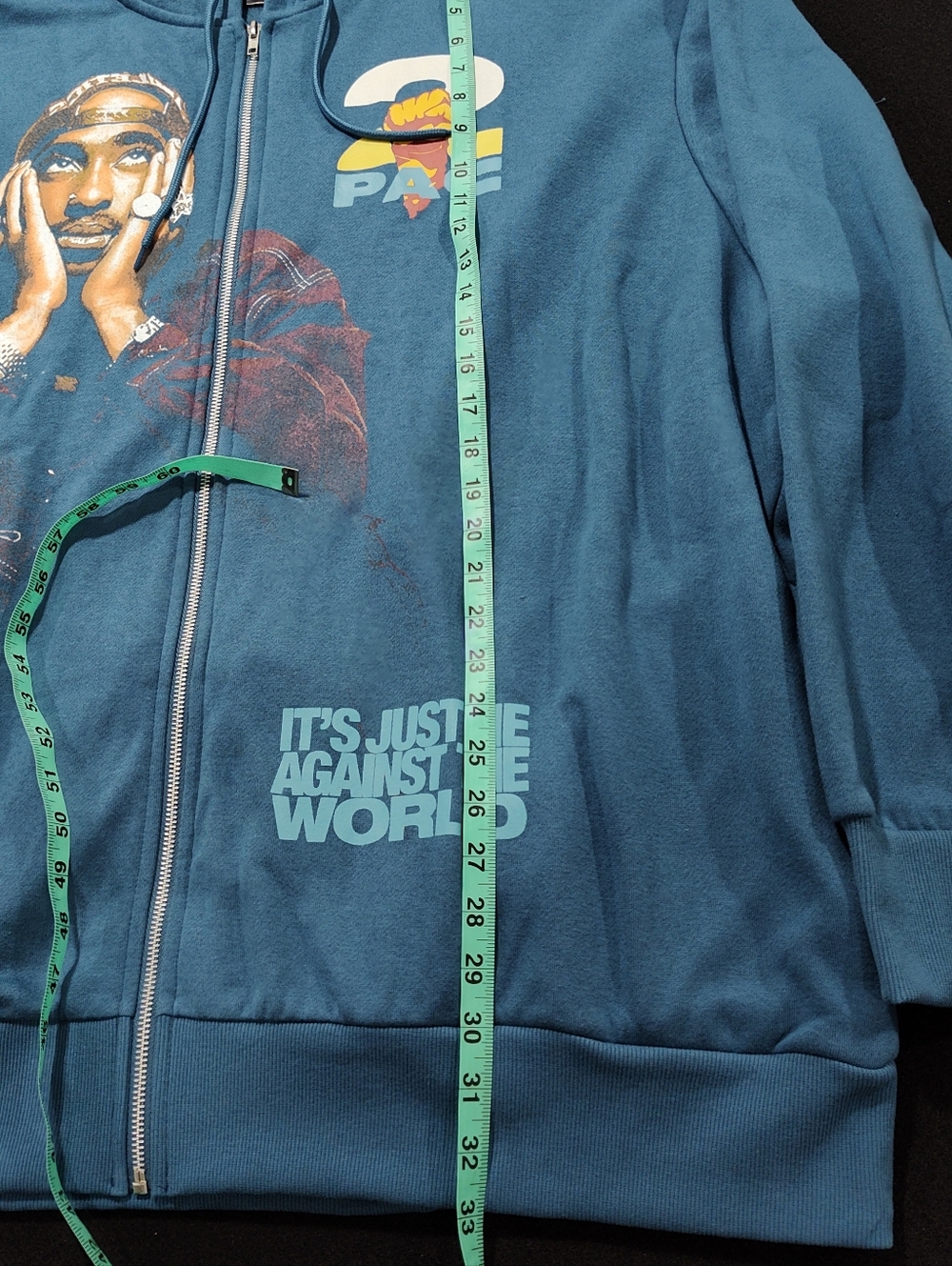 Tupac Shakur Men's Blue Steel 2PAC Graphic Full-Zip Jacket/Hoodie, Size XXXL - Picture 12 of 13
